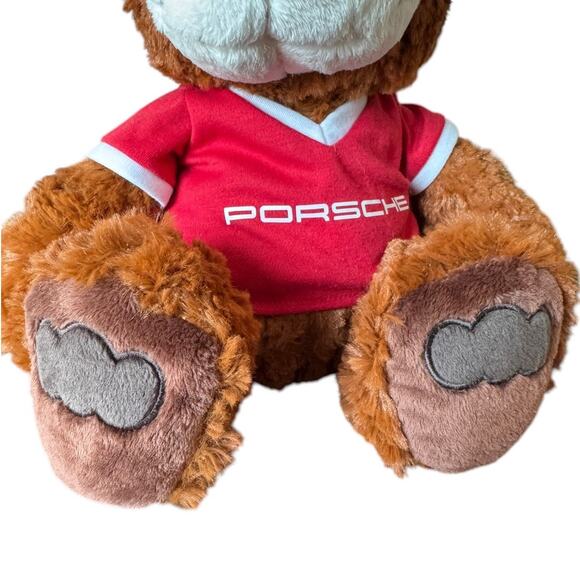 Porsche Teddy Bear Plush Brown Stuffed Animal Red Shirt Nici Germany - Picture 2 of 8